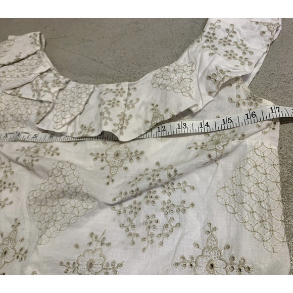 Weston Wear Anthropologie Blouse Womens Small White Eyelet Boho Cotton RuffleTop - Picture 7 of 8